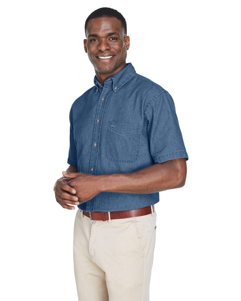 Harriton M550S Denim short sleeve