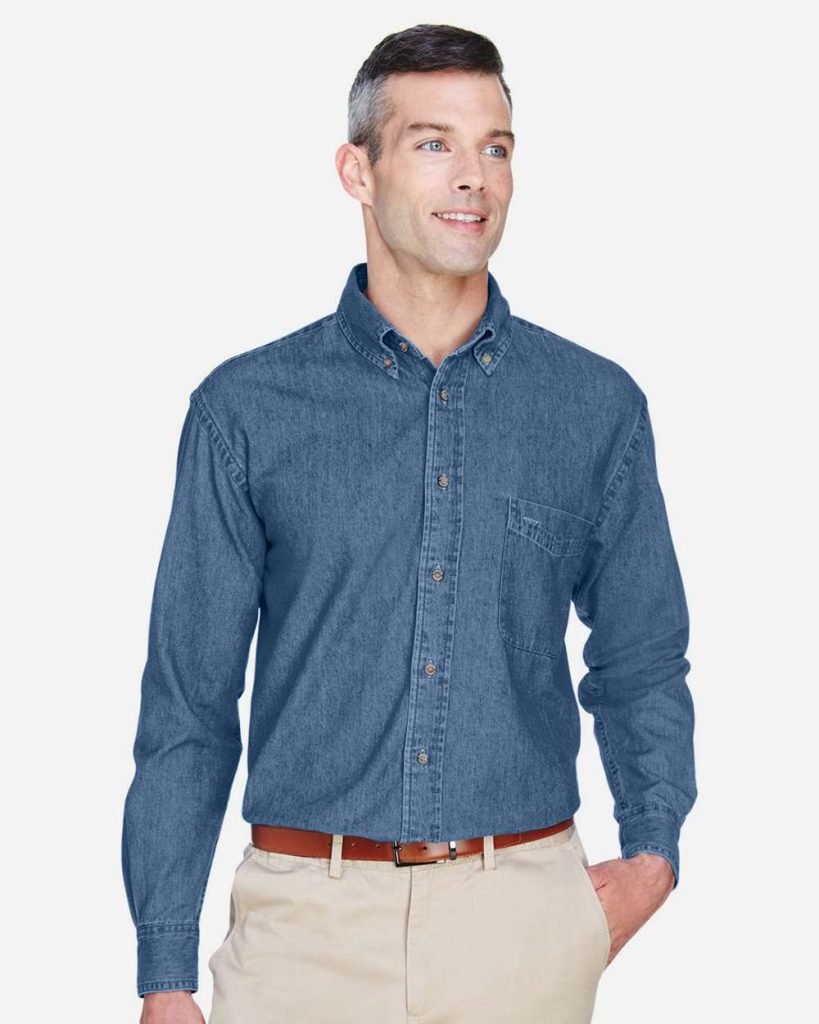 Harriton M550 Men’s Long-Sleeve Denim Shirt