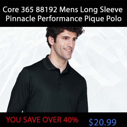 Core 365 88192 Mens Long Sleeve Pinnacle Performance Pique Polo