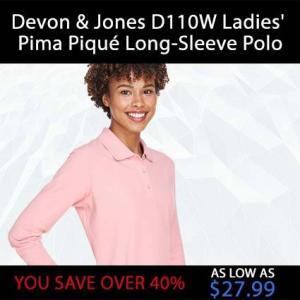 Devon & Jones D110W Ladies' Pima Piqué Long-Sleeve Polo