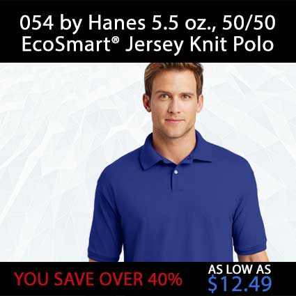 054 by Hanes 5.5 oz., 50/50 EcoSmart® Jersey Knit Polo
