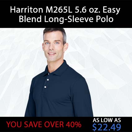 Harriton-M265L-5.6-oz-Easy-Blend-Long-Sleeve-Polo shirt