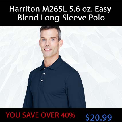 Harriton M265L 5.6 oz. Easy Blend Long-Sleeve Polo