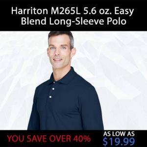 Harriton M265L 5.6 oz. Easy Blend Long-Sleeve Polov